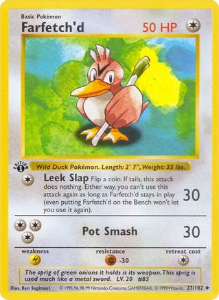 Image of Farfetch'd (27/102) (Shadowless) [Base Set 1st Edition]