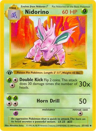 Image of Nidorino (37/102) (Shadowless) [Base Set 1st Edition]
