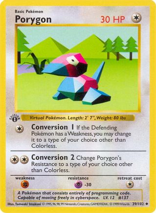 Image of Porygon (39/102) (Shadowless) [Base Set 1st Edition]