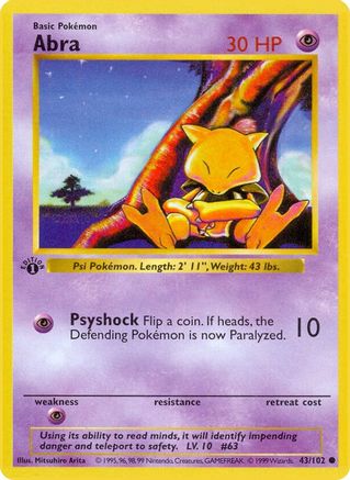 Image of Abra (43/102) (Shadowless) [Base Set 1st Edition]