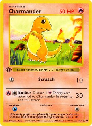 Image of Charmander (46/102) (Shadowless) [Base Set 1st Edition]