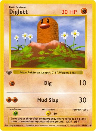 Image of Diglett (47/102) (Shadowless) [Base Set 1st Edition]
