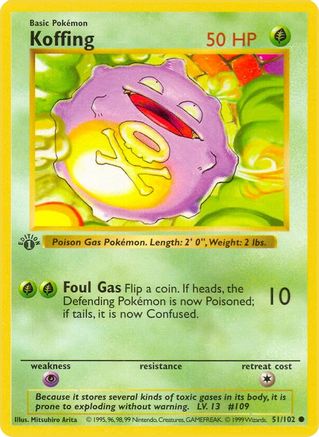 Image of Koffing (51/102) (Shadowless) [Base Set 1st Edition]
