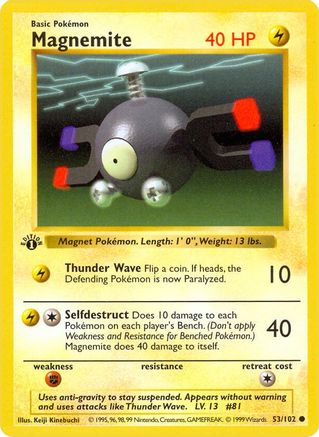 Image of Magnemite (53/102) (Shadowless) [Base Set 1st Edition]