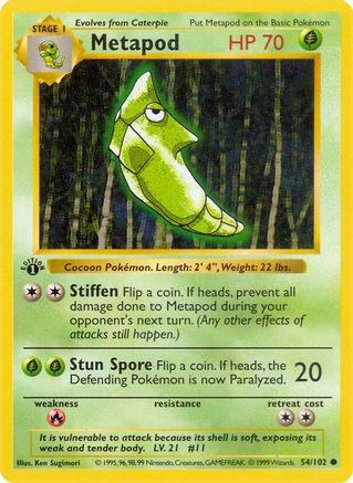 Image of Metapod (54/102) (Shadowless) [Base Set 1st Edition]