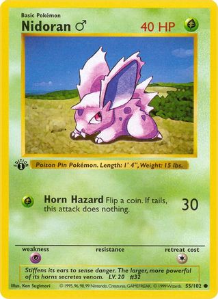 Image of Nidoran (55/102) (Male) (Shadowless) [Base Set 1st Edition]