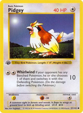 Image of Pidgey (57/102) (Shadowless) [Base Set 1st Edition]