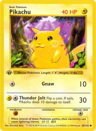 Image of Pikachu (58/102) (Shadowless) [Base Set 1st Edition]