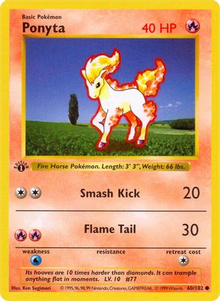 Image of Ponyta (60/102) (Shadowless) [Base Set 1st Edition]