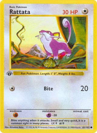 Image of Rattata (61/102) (Shadowless) [Base Set 1st Edition]