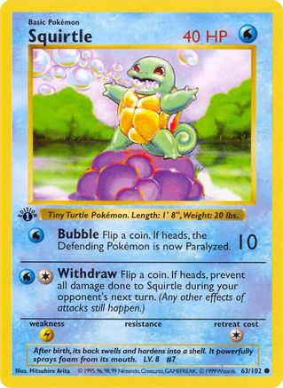 Image of Squirtle (63/102) (Shadowless) [Base Set 1st Edition]
