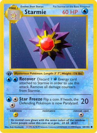 Image of Starmie (64/102) (Shadowless) [Base Set 1st Edition]