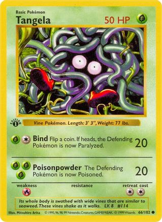 Image of Tangela (66/102) (Shadowless) [Base Set 1st Edition]