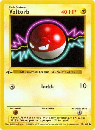 Image of Voltorb (67/102) (Shadowless) [Base Set 1st Edition]