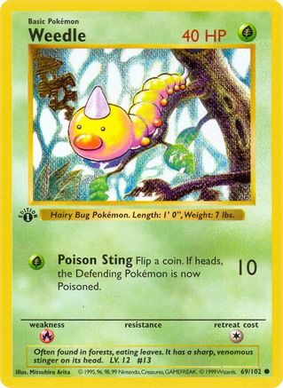 Image of Weedle (69/102) (Shadowless) [Base Set 1st Edition]