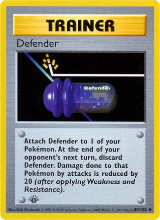 Image of Defender (80/102) (Shadowless) [Base Set 1st Edition]
