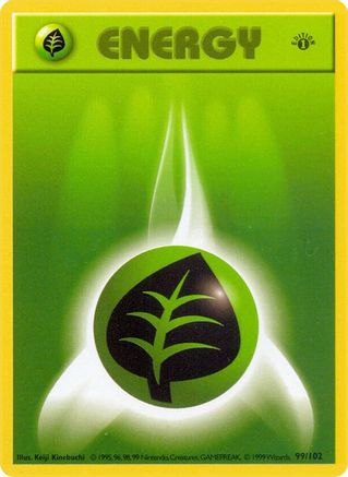 Image of Grass Energy (99/102) (Shadowless) [Base Set 1st Edition]