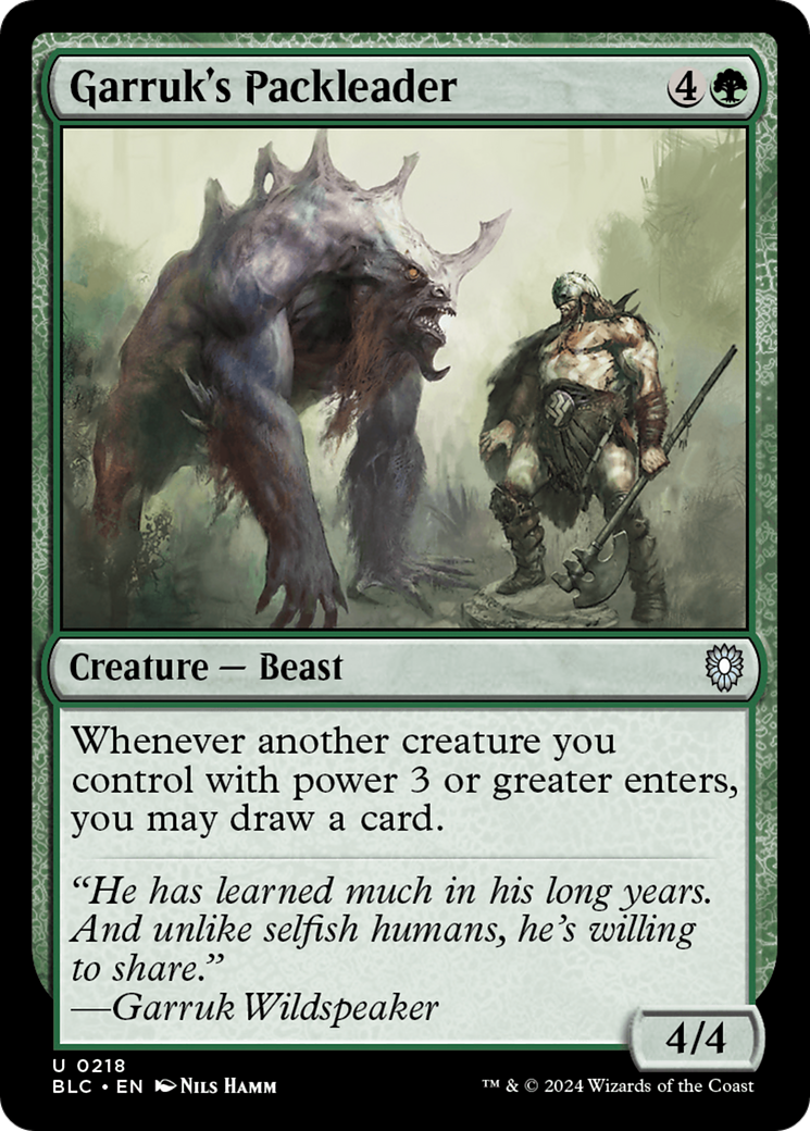 Image of Garruk's Packleader [Bloomburrow Commander]