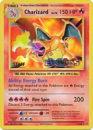 Image of Charizard (11/108) (XY Evolutions Staff Prerelease) [XY: Black Star Promos]