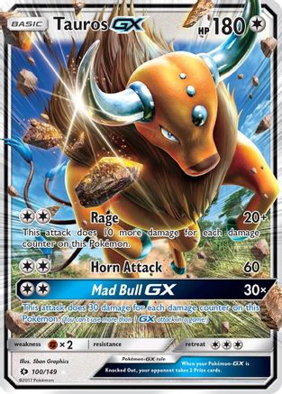 Image of Tauros GX (100/149) [Sun & Moon: Base Set]