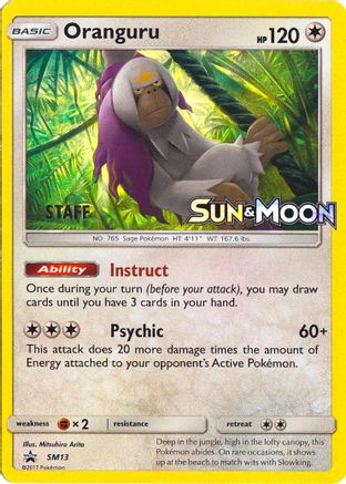 Image of Oranguru (SM13) (Staff Prerelease Promo) [Sun & Moon: Black Star Promos]
