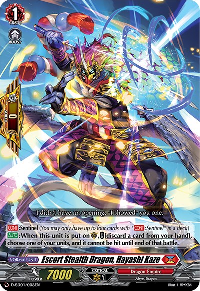 Image of Escort Stealth Dragon, Hayashi Kaze (D-SD01/008EN) [Yu-yu Kondo: Holy Dragon]