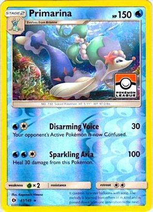 Image of Primarina (41/149) (League Promo) [Sun & Moon: Base Set]