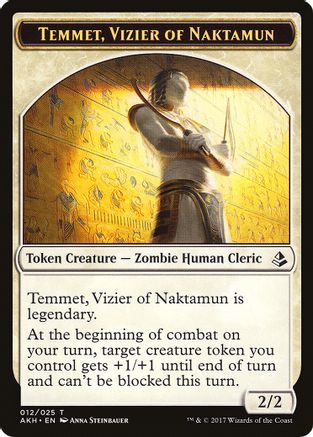 Image of Temmet, Vizier of Naktamun // Zombie Double-Sided Token (AKH-12 // 20) - Amonkhet
