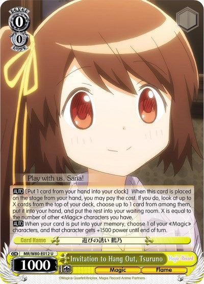 Image of Invitation to Hang Out, Tsuruno (MR/W80-E012 U) [Magia Record: Puella Magi Madoka Magica [Side Story] (Anime)]