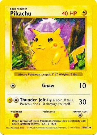 Image of Pikachu (58/102) (Red Cheeks Misprint) [Base Set Shadowless Unlimited]