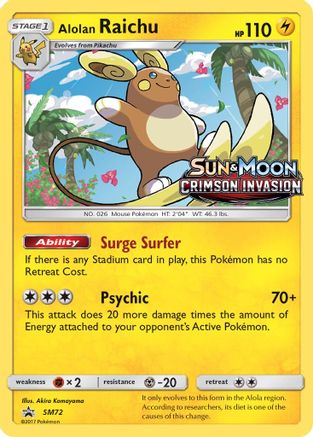 Image of Alolan Raichu (SM72) (Prerelease Promo) [Sun & Moon: Black Star Promos]