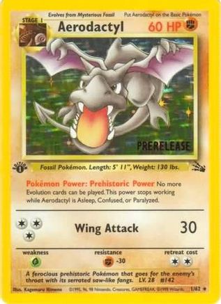 Image of Aerodactyl (1/62) (Prerelease Promo) [Fossil 1st Edition]