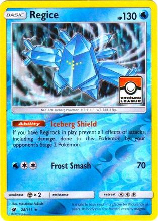 Image of Regice (28/111) (League Promo) [Sun & Moon: Crimson Invasion]
