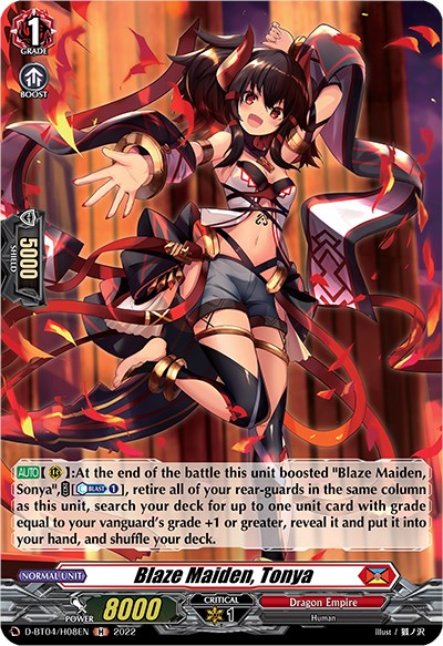 Image of Blaze Maiden, Tonya (D-BT04/H08EN) [Awakening of Chakrabarthi]