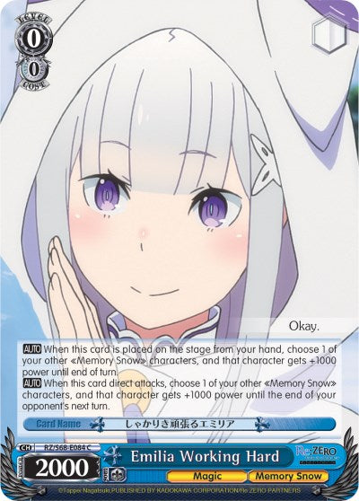 Image of Emilia Working Hard (RZ/S68-E084 C) [Re:ZERO Memory Snow]
