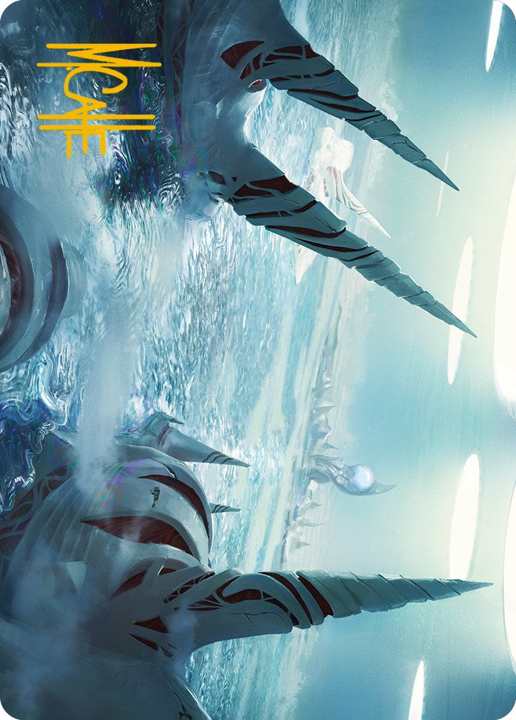 Image of Seachrome Coast Art Card (Gold-Stamped Signature) [Phyrexia: All Will Be One Art Series]