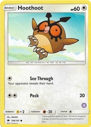Image of Hoothoot (106/147) (Deck Exclusive #1) [Sun & Moon: Trainer Kit - Alolan Sandslash]