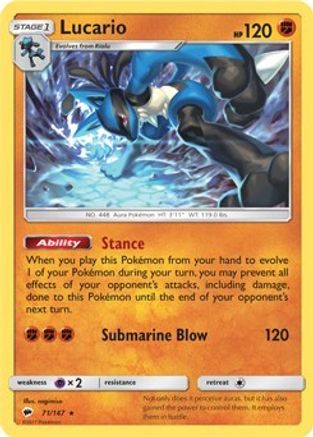Image of Lucario (71/147) (Theme Deck Exclusive) [Sun & Moon: Burning Shadows]