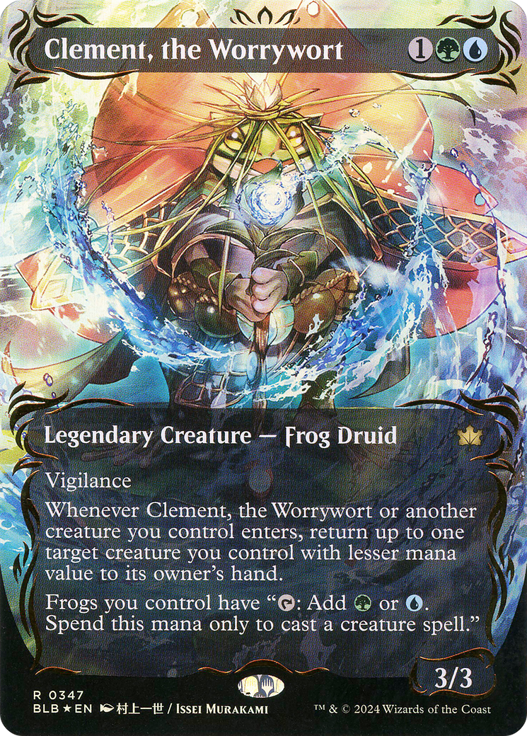 Image of Clement, the Worrywort (Borderless) (Raised Foil) [Bloomburrow]