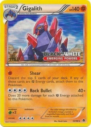 Image of Gigalith (53/98) (Staff Prerelease Promo) [Black & White: Black Star Promos]