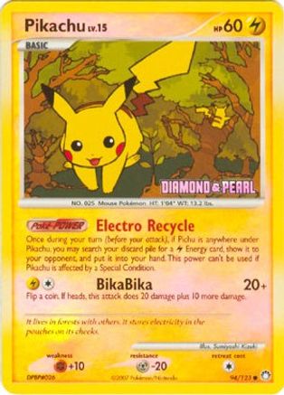 Image of Pikachu (94/123) [Burger King Promos: 2008 Collection]