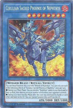 Image of Cerulean Sacred Phoenix of Nephthys [HISU-EN006] Secret Rare