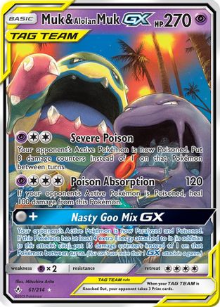 Image of Muk & Alolan Muk GX (61/214) [Sun & Moon: Unbroken Bonds]