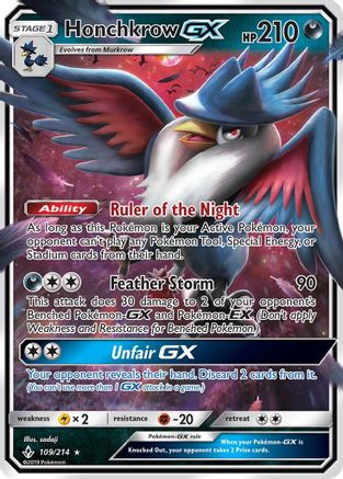 Image of Honchkrow GX (109/214) [Sun & Moon: Unbroken Bonds]