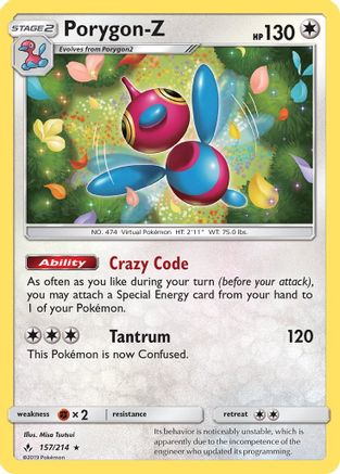 Image of Porygon-Z (157/214) [Sun & Moon: Unbroken Bonds]