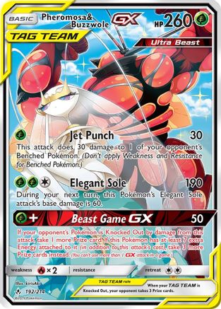 Image of Pheromosa & Buzzwole GX (192/214) [Sun & Moon: Unbroken Bonds]
