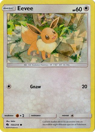 Image of Eevee (155/214) (Let's Play, Eevee Cracked Ice Holo) (Theme Deck Exclusives) [Sun & Moon: Lost Thunder]
