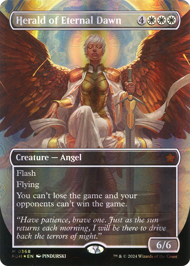 Image of Herald of Eternal Dawn (Borderless) (Mana Foil) [Foundations]