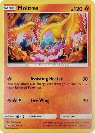 Image of Moltres (38/214) (Let's Play, Eevee) Cracked Ice Holo) (Theme Deck Exclusive) [Sun & Moon: Lost Thunder]