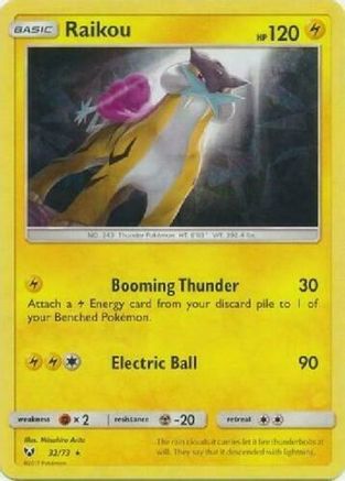 Image of Raikou (32/73) (Lets Play, Pikachu Cracked Ice Holo) (Theme Deck Exclusive) [Sun & Moon: Shining Legends]